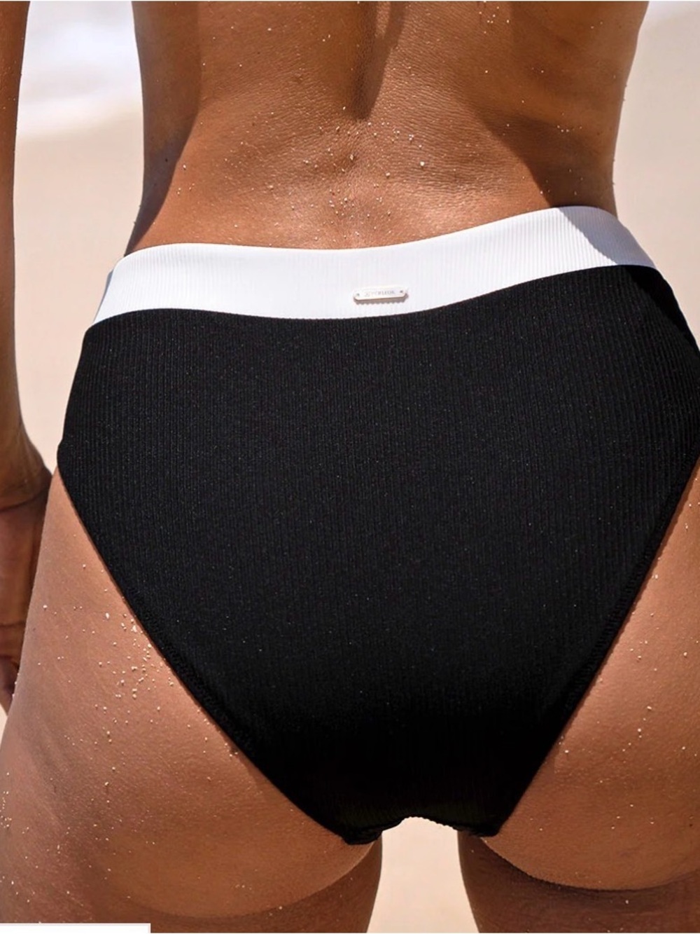 Berlook, NWT, Ribbed Scoop Bikini Set in Black and White - Women's Swim - Picture 2 of 3